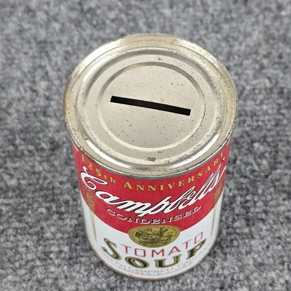 Vintage Coin Bank Lot 6 Mobil 1 Campbell Soup Piano Truck Cracker Tin - Picture 10 of 12